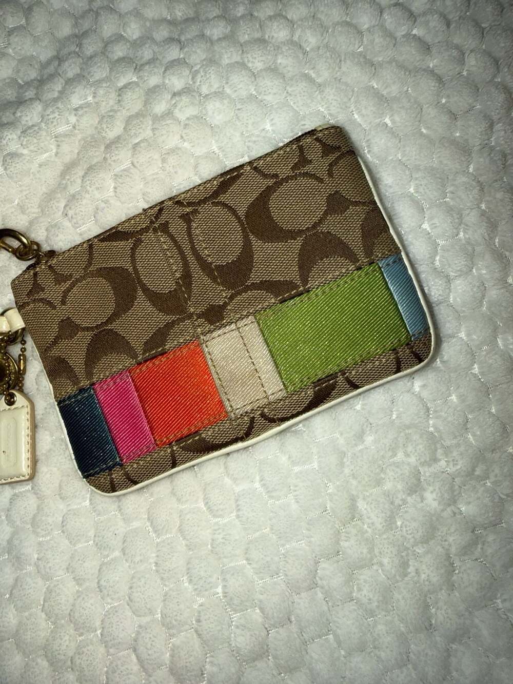 Coach Legacy Stripe Multicolor Canvas Wristlet
